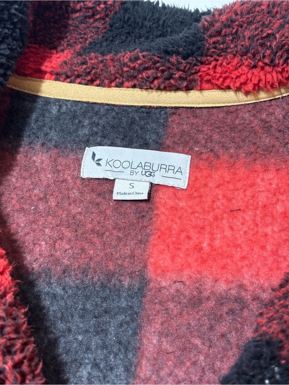 Koolaburra by UGG Fleece Pullover Womens S Red Black Color Block Plaid 1/4 Zip